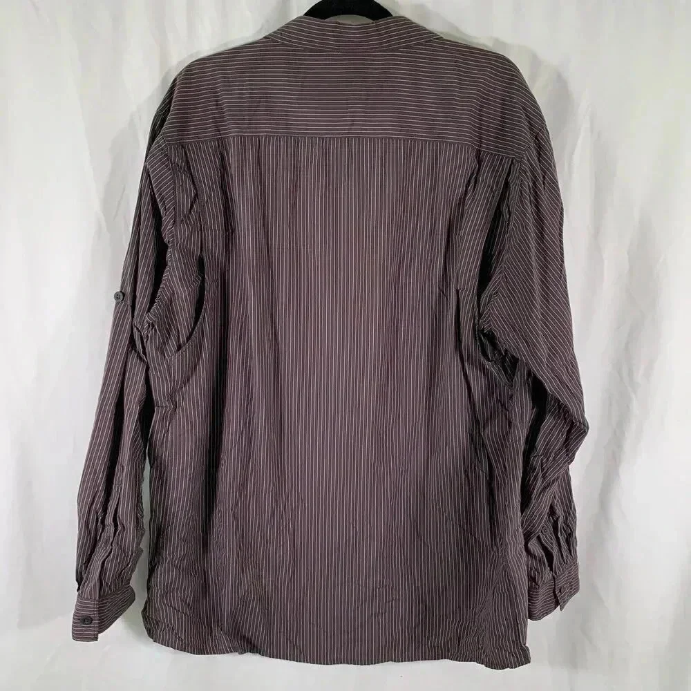 North Face Shirt Men's XXL Red Striped Long Sleeve Button Up Zip Pocket